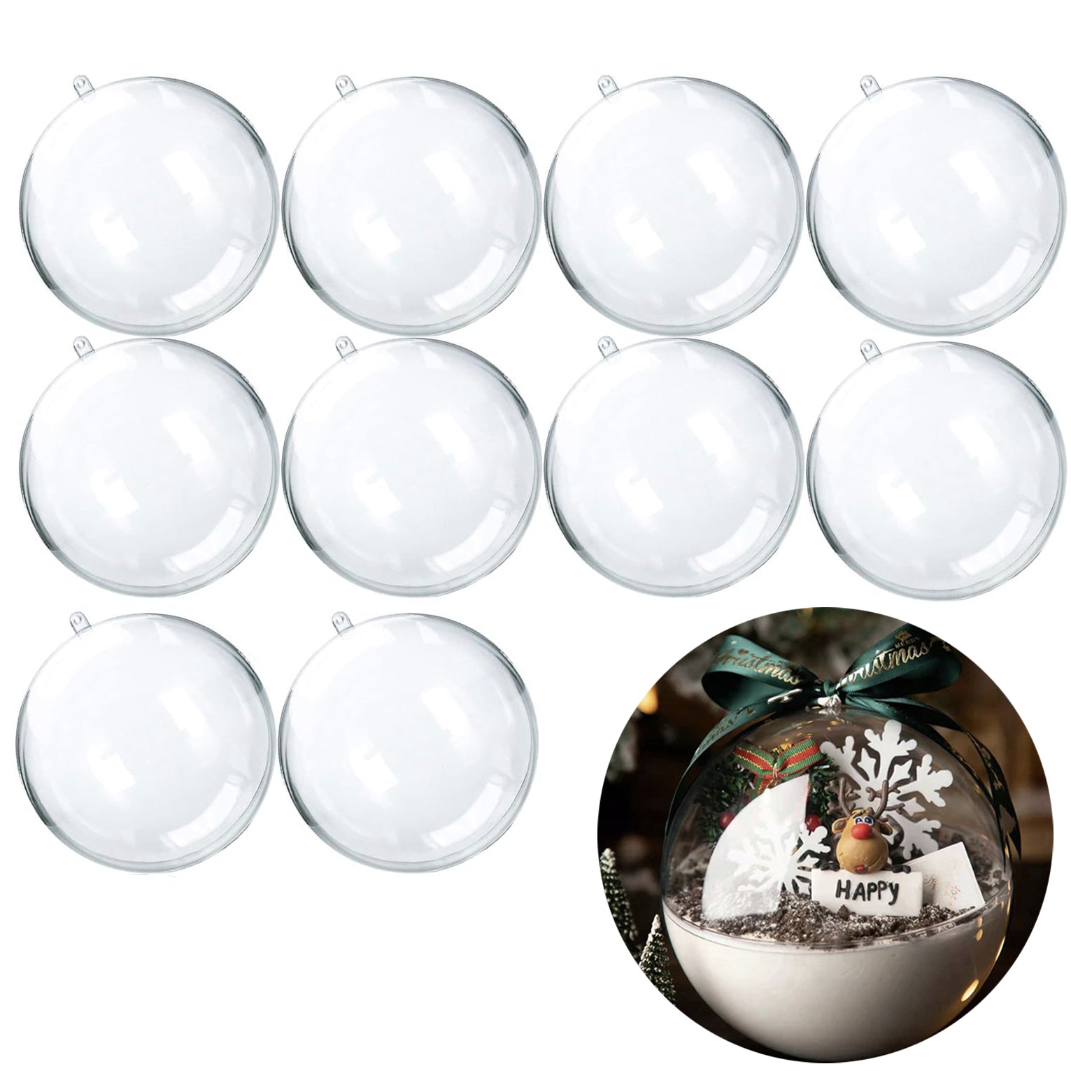 Set globuri transparent personalizabil, Zola®, 10 bucati, plastic, diametru 12 cm Set globuri transparent personalizabil, Zola®, 10 bucati, plastic, diametru 12 cm